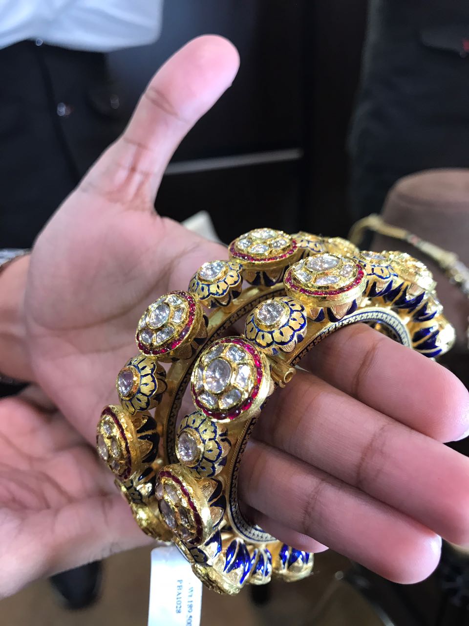 Traditional Pacheli Bangles in Polki by Shree Jee Jewellers